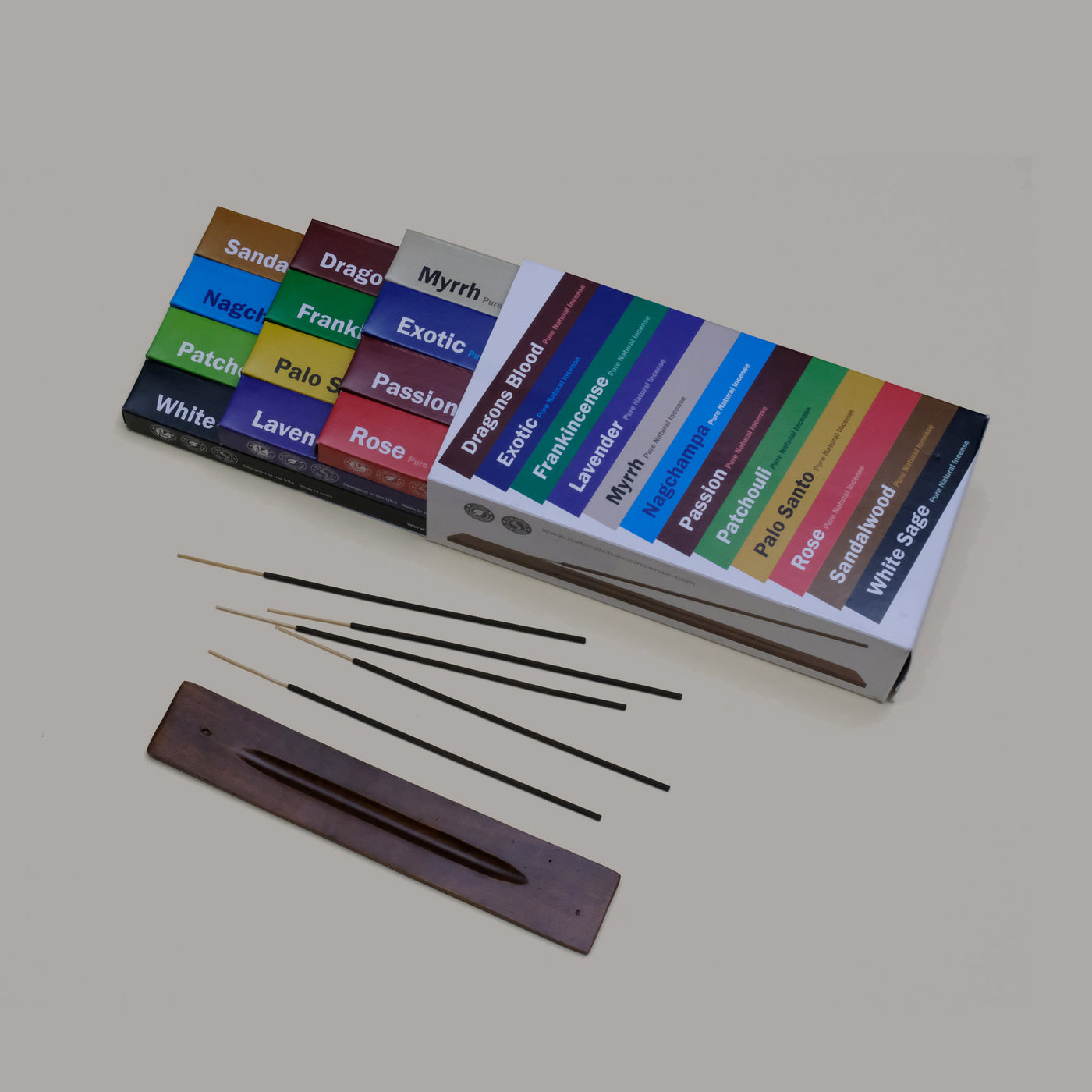 12 Fragrance Incense Variety Gift Pack (Free incense stick holder) Total 120 Sticks
