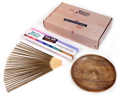 Full Moon Incense Holder (NATURAL FINISH) with 30 Incense sticks